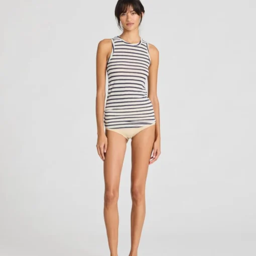 Alberte Top, Viskose/Uld - Reverse Denim Stripe