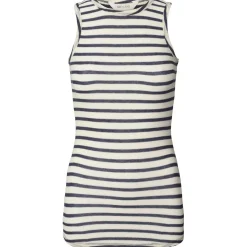 Alberte Top, Viskose/Uld - Reverse Denim Stripe