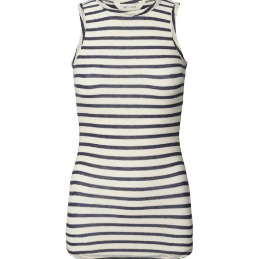 Alberte Top, Viskose/Uld - Reverse Denim Stripe