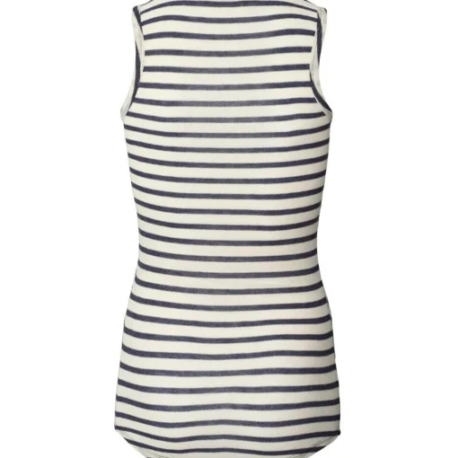 Alberte Top, Viskose/Uld - Reverse Denim Stripe
