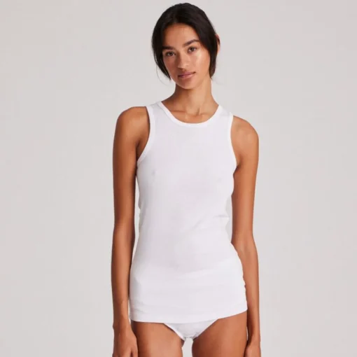 Alberte 1x1 Rib Top - Øko Bomuld - White