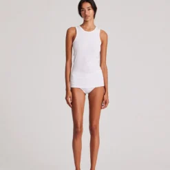 Alberte 1x1 Rib Top - Øko Bomuld - White