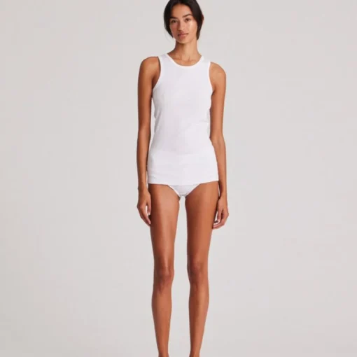 Alberte 1x1 Rib Top - Øko Bomuld - White