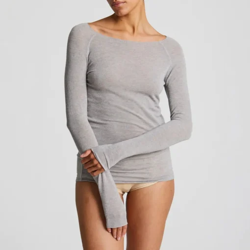 Amalie Bluse - Viskose/Uld - Light Grey Melange