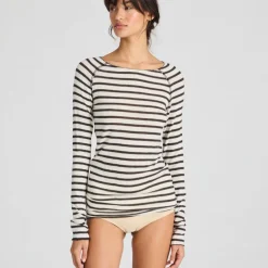 Amalie Bluse - Viskose/Uld - Reverse Dark Grey Stripe