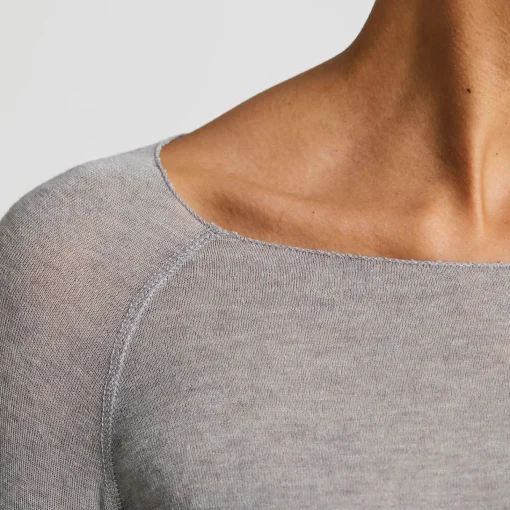 Amalie Bluse - Viskose/Uld - Light Grey Melange