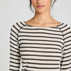 Amalie Bluse - Viskose/Uld - Reverse Dark Grey Stripe