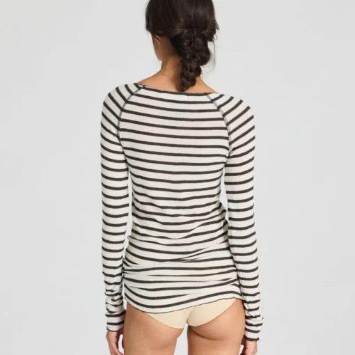Amalie Bluse - Viskose/Uld - Reverse Dark Grey Stripe