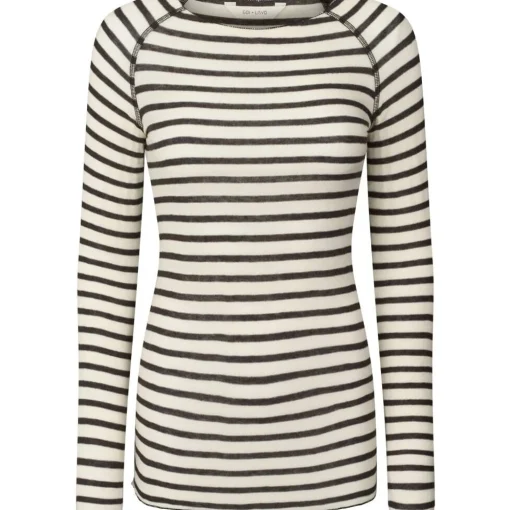 Amalie Bluse - Viskose/Uld - Reverse Dark Grey Stripe