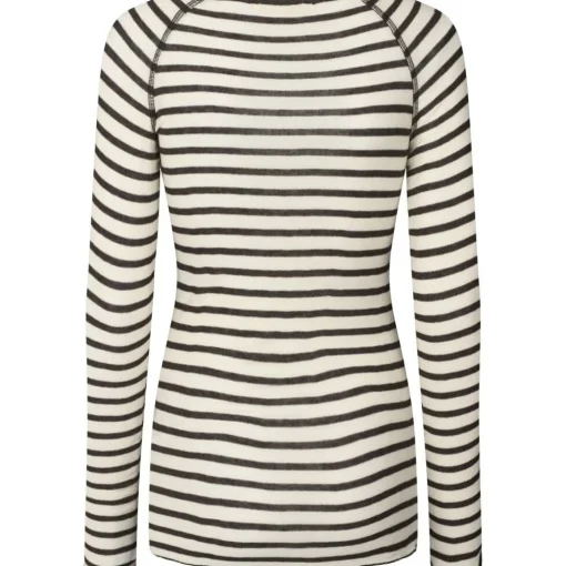 Amalie Bluse - Viskose/Uld - Reverse Dark Grey Stripe