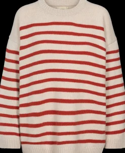 Barbera Striktrøje - Lambswool - Island Fossil / Raspberry