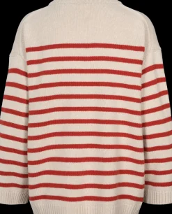 Barbera Striktrøje - Lambswool - Island Fossil / Raspberry
