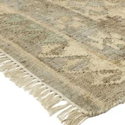 Bashir - Jute Kelim Gulvtæppe - Beige/Grey