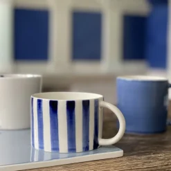 Candy Cup Wide - Large - White Blue Stripe