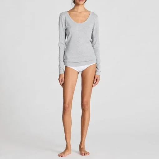 Ivy Bluse - 100% Øko Bomuld - Light Grey Melange