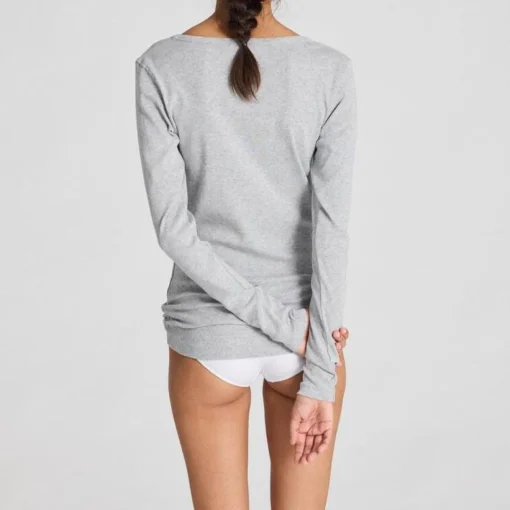 Ivy Bluse - 100% Øko Bomuld - Light Grey Melange