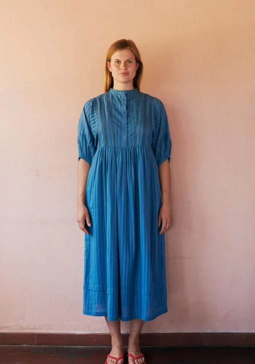 Laura S/S Kjole - Øko Bomuld - Sea