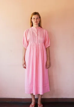 Laura S/S Kjole - Øko Bomuld - Flamingo