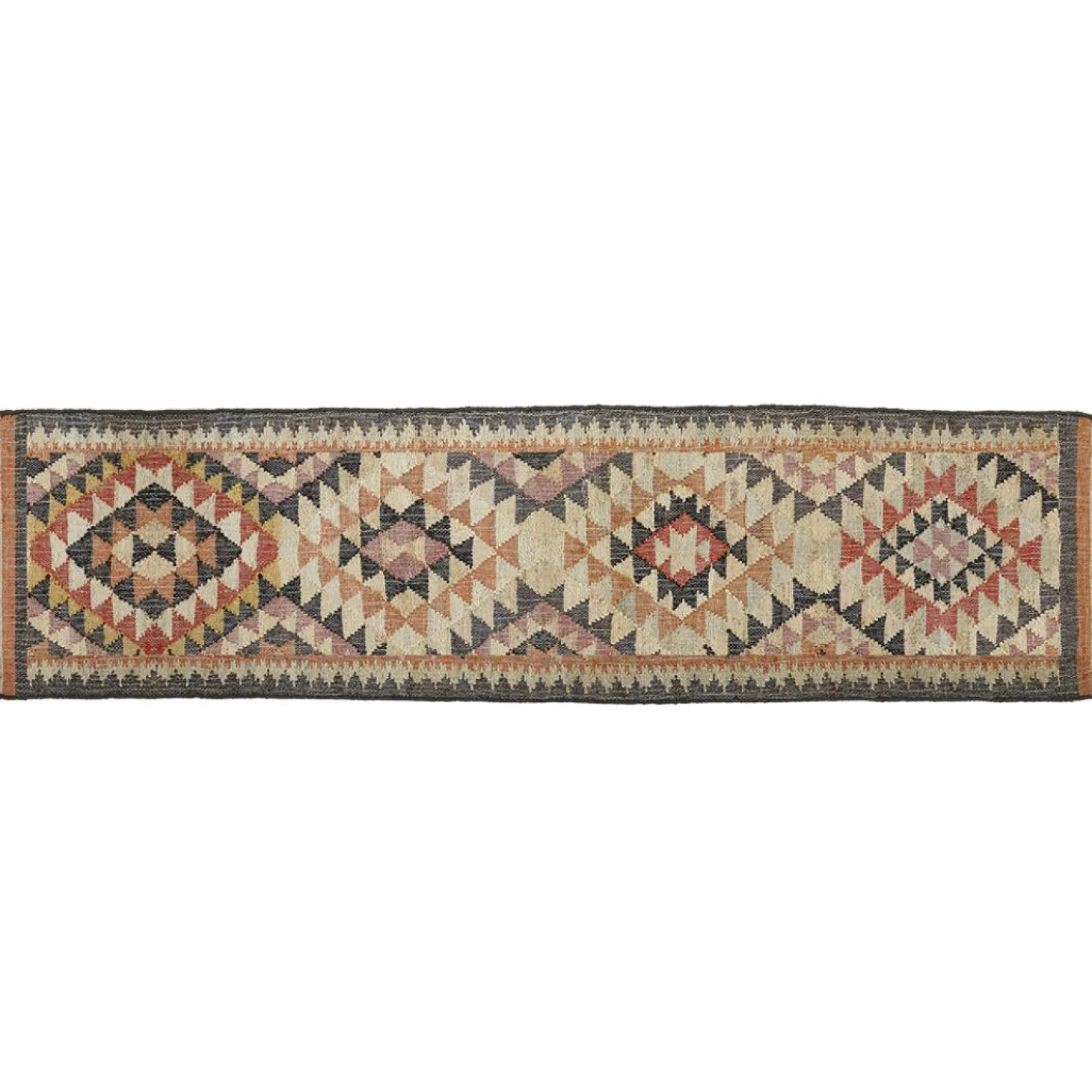 LULU - Jute Kelim Løber - Pink/Orange/Peach