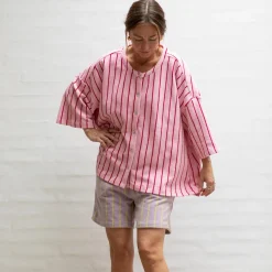 Naram Oversize Skjorte - Baby Pink u0026 Ski Patrol