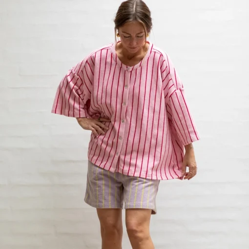 Naram Oversize Skjorte - Baby Pink u0026 Ski Patrol
