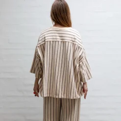 Naram Oversize Skjorte - Creme u0026 Ink