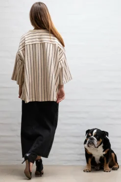 Naram Oversize Skjorte - Creme u0026 Ink