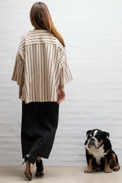 Naram Oversize Skjorte - Creme u0026 Ink