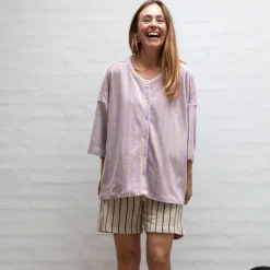 Naram Oversize Skjorte - Lilac u0026 Neon Yellow