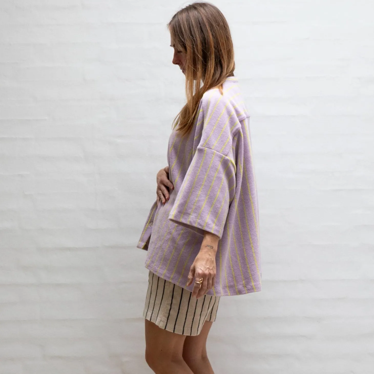 Naram Oversize Skjorte - Lilac u0026 Neon Yellow
