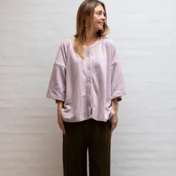Naram Oversize Skjorte - Lilac u0026 Neon Yellow