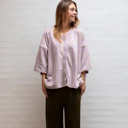 Naram Oversize Skjorte - Lilac u0026 Neon Yellow