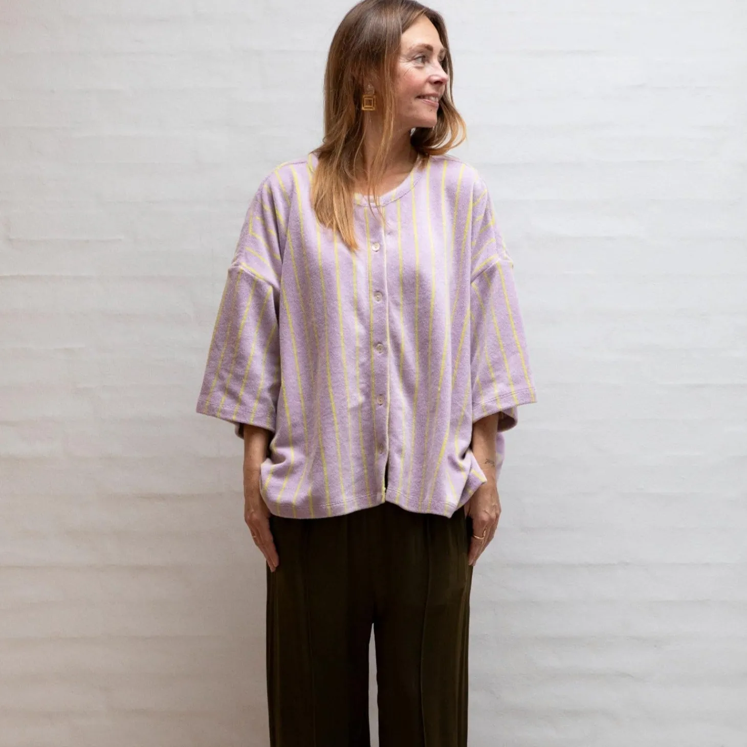 Naram Oversize Skjorte - Lilac u0026 Neon Yellow