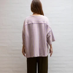 Naram Oversize Skjorte - Lilac u0026 Neon Yellow