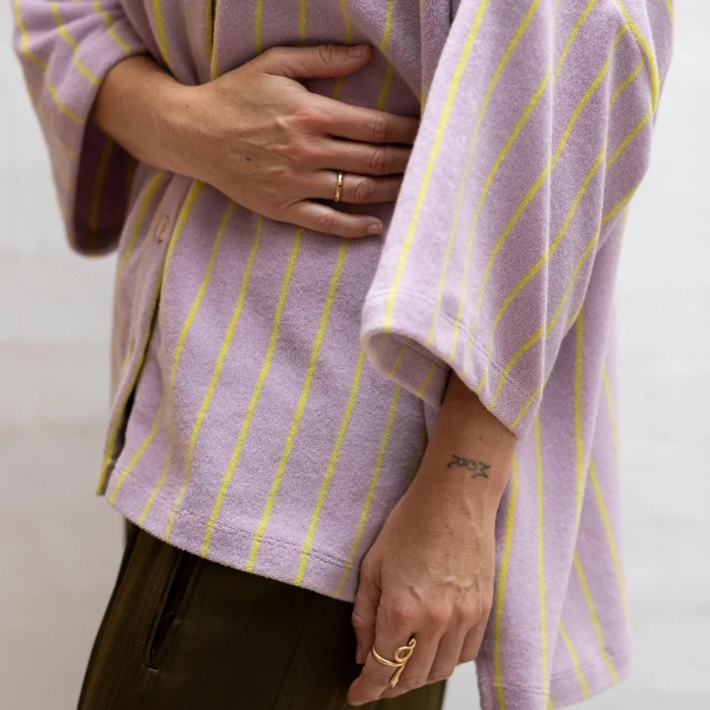 Naram Oversize Skjorte - Lilac u0026 Neon Yellow