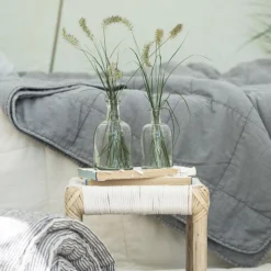 Quilt Tæppe Bomuld - Støvblå (68)