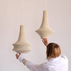 Small Wahad - Hæklet Loftslampe - Beige