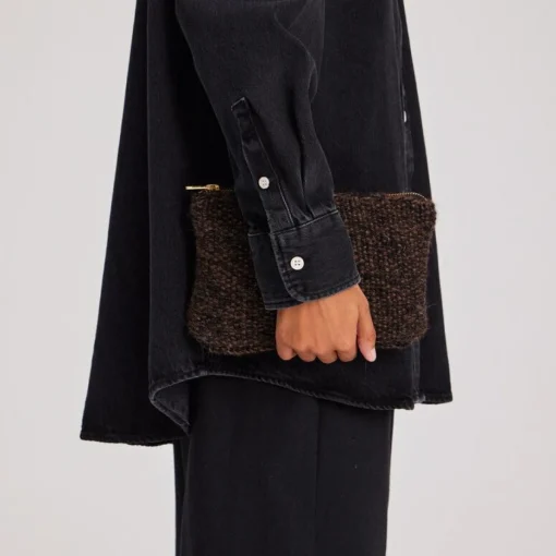 Stine Clutch - Alpakauld - Mulch/Black Herringbone