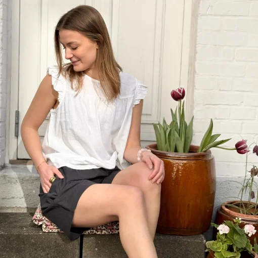 Stockholm Top - Hør - Bright White