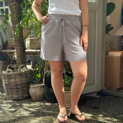 Sydney String Shorts - Øko Bomuld - Coffee Quartz Stripe