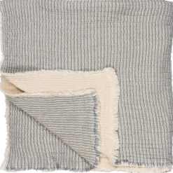 Thy Sengetæppe - Bomuld - Lyseblå/Off White (26)