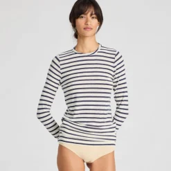 Thyra Bluse - Viskose/Uld - Reverse Denim Stripe