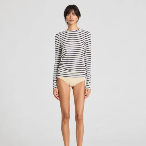 Thyra Bluse - Viskose/Uld - Reverse Denim Stripe