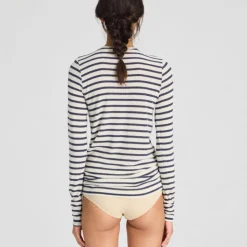 Thyra Bluse - Viskose/Uld - Reverse Denim Stripe