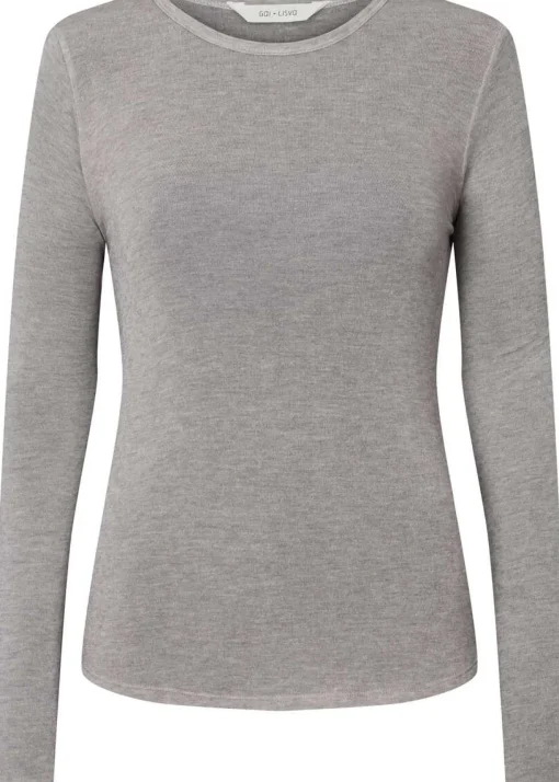Thyra Bluse - Viskose/Uld - Light Grey Melange