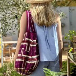 Tote Bag - SHARK - Burgundy u0026 Beige #1