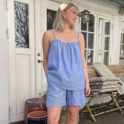 Vancouver Top - Øko Bomuld - Medium Blue Stripe