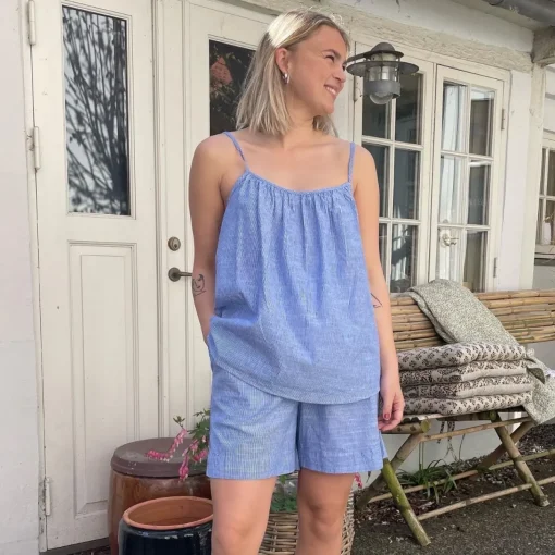 Vancouver Top - Øko Bomuld - Medium Blue Stripe